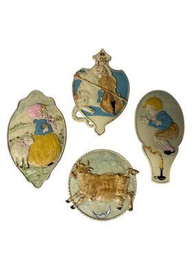 Vintage 1940s syroco nursery rhyme wall plaques